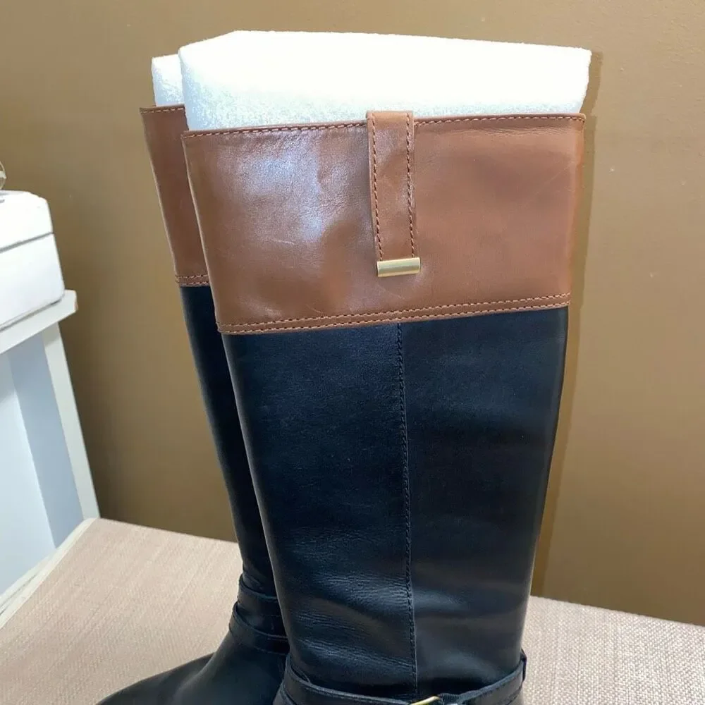 Bandolino Carlotta Womens Knee High Boots Tall Leather Brown Black Size 7M